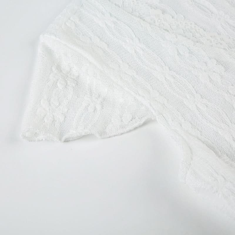 Romantic White Lace Tie-Front Top | Cap Sleeve V-Neck Blouse for Fall