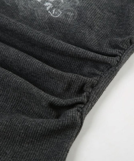 Gothic Wing & Cross Buckle Ribbed Tank Top - Edgy Fall & Halloween Style