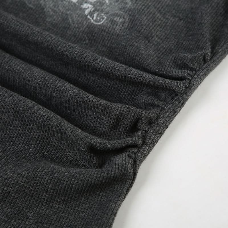 Gothic Wing & Cross Buckle Ribbed Tank Top - Edgy Fall & Halloween Style