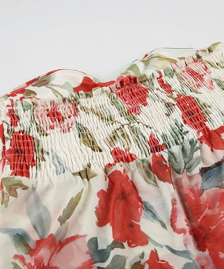 Vibrant Floral Ruched Tube Top - Chic Vacation & Resort Wear for Women