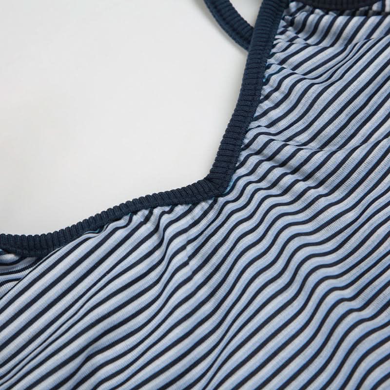 Chic Striped V-Neck Cami Top - Essential Fall Layering with Stylish Back Detail