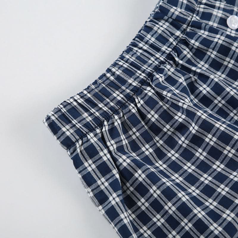 Cozy Fall Vibes: Women's Classic Plaid Boxer Shorts – 'Boyfriend' Comfort Loungewear