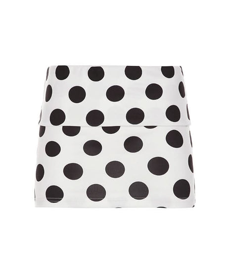 Chic Polka Dot High-Waist Mini Skirt - Classic Black & White Fall Style