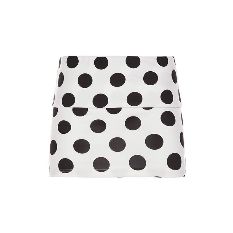 Chic Polka Dot High-Waist Mini Skirt - Classic Black & White Fall Style