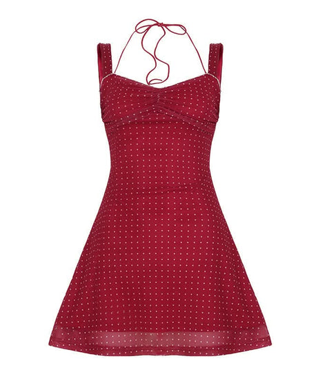 Chic Red Polka Dot Halter Mini Dress - Your Perfect Fall Party & Date Night Pick