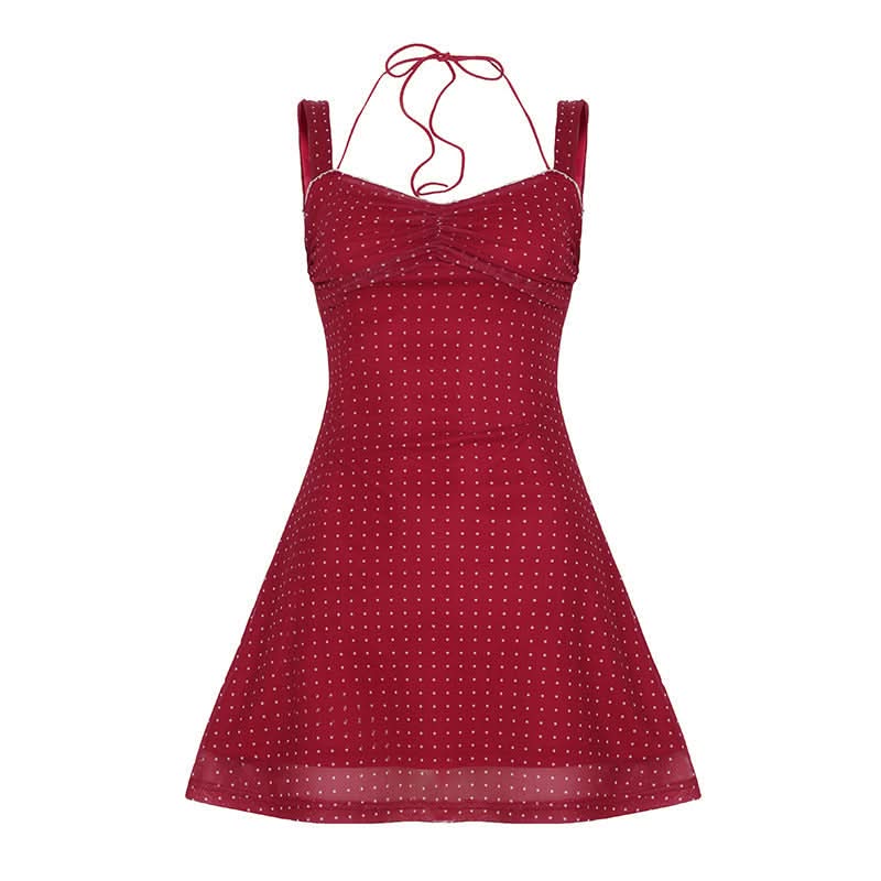 Chic Red Polka Dot Halter Mini Dress - Your Perfect Fall Party & Date Night Pick