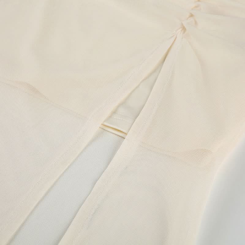 Autumn Bloom Sheer Maxi Skirt - Ruched Waist & Flowy Elegance