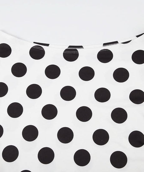 Retro Chic Polka Dot Off-Shoulder Wrap Top - Flattering Tie-Waist Blouse for Fall & Beyond