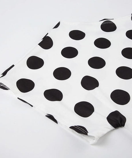 Retro Chic Polka Dot Off-Shoulder Wrap Top - Flattering Tie-Waist Blouse for Fall & Beyond