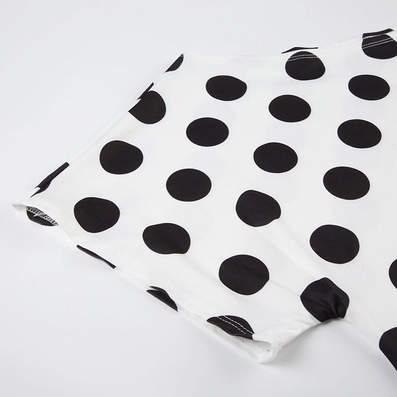 Retro Chic Polka Dot Off-Shoulder Wrap Top - Flattering Tie-Waist Blouse for Fall & Beyond