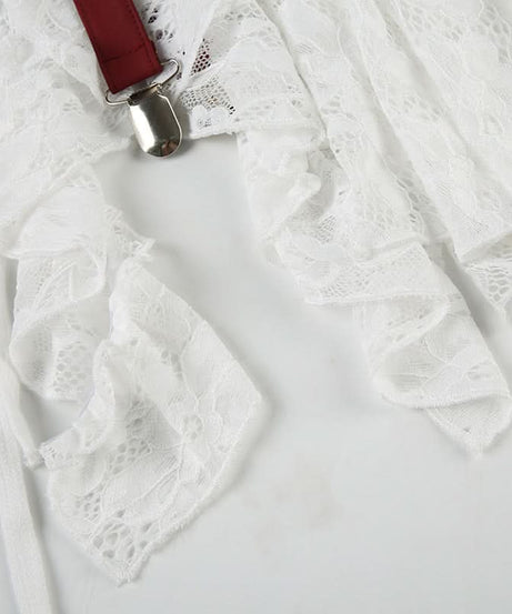 Burgundy Garter Strap & Ruffled Lace Mini Skirt - Edgy Fall Fashion Statement