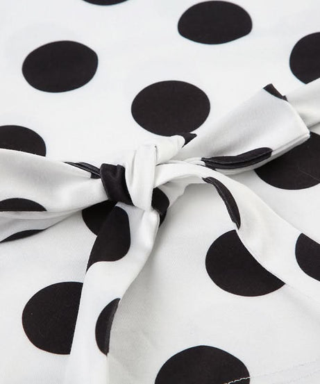 Retro Chic Polka Dot Off-Shoulder Wrap Top - Flattering Tie-Waist Blouse for Fall & Beyond