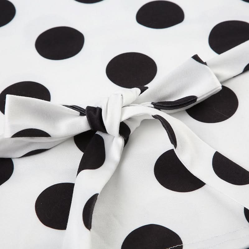 Retro Chic Polka Dot Off-Shoulder Wrap Top - Flattering Tie-Waist Blouse for Fall & Beyond