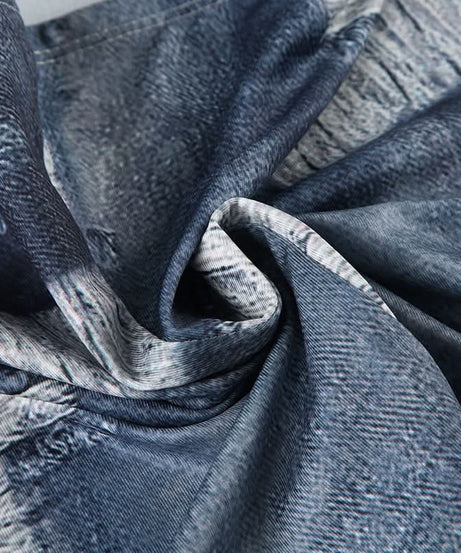 Edgy Distressed Denim Print Tube Top | Y2K Strapless Style for Fall Layering