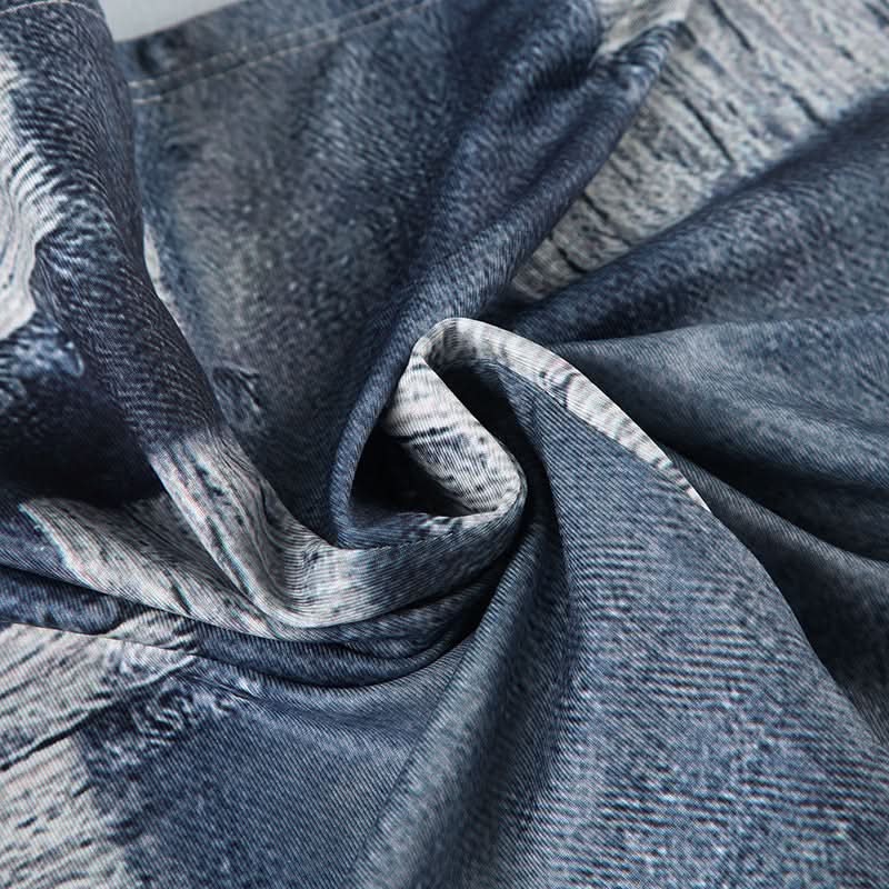 Edgy Distressed Denim Print Tube Top | Y2K Strapless Style for Fall Layering