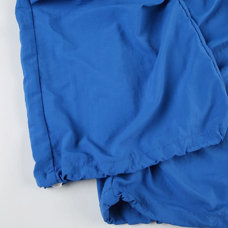 Trendy Y2K Baggy Wide Leg Pants - Women's Royal Blue Drawstring Athleisure for Fall