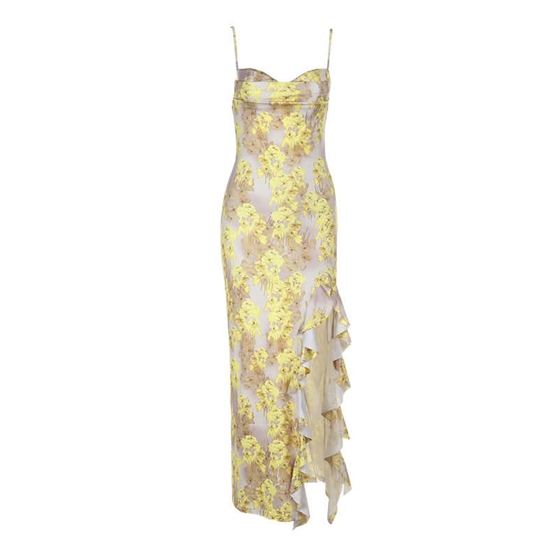 Sun-Kissed Yellow Floral Ruffle Maxi Dress | Resort & Holiday Getaway Chic