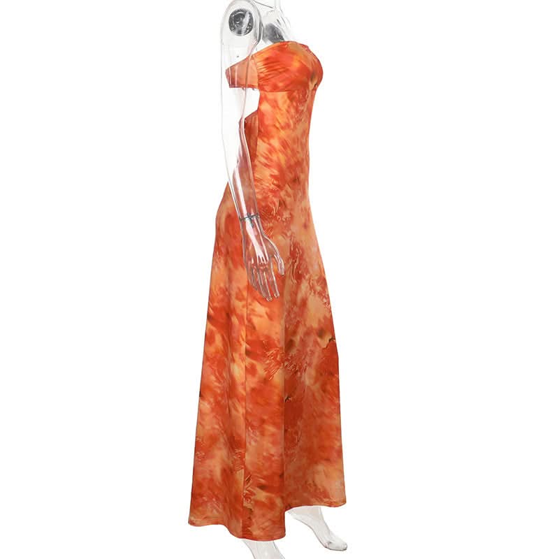 Autumn Ember Strapless Maxi Dress - Backless Boho Chic Print