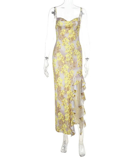 Sun-Kissed Yellow Floral Ruffle Maxi Dress | Resort & Holiday Getaway Chic