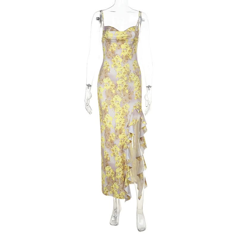 Sun-Kissed Yellow Floral Ruffle Maxi Dress | Resort & Holiday Getaway Chic