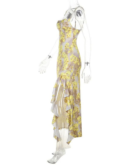 Sun-Kissed Yellow Floral Ruffle Maxi Dress | Resort & Holiday Getaway Chic