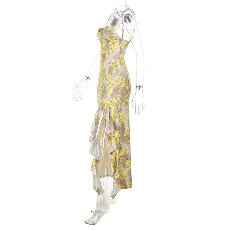 Sun-Kissed Yellow Floral Ruffle Maxi Dress | Resort & Holiday Getaway Chic