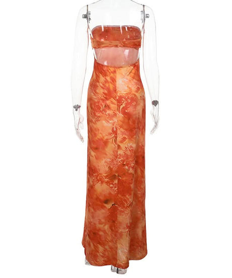 Autumn Ember Strapless Maxi Dress - Backless Boho Chic Print