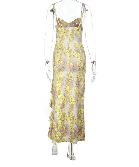 Sun-Kissed Yellow Floral Ruffle Maxi Dress | Resort & Holiday Getaway Chic