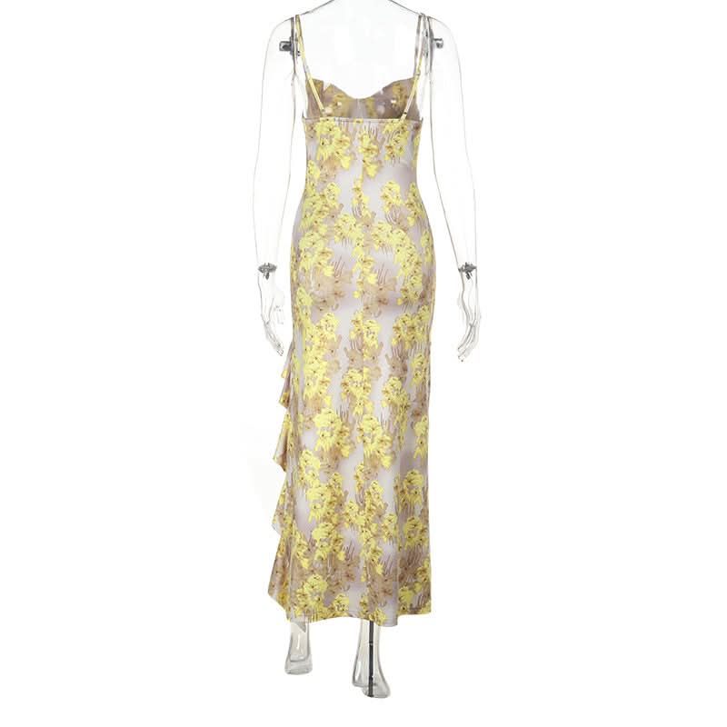 Sun-Kissed Yellow Floral Ruffle Maxi Dress | Resort & Holiday Getaway Chic