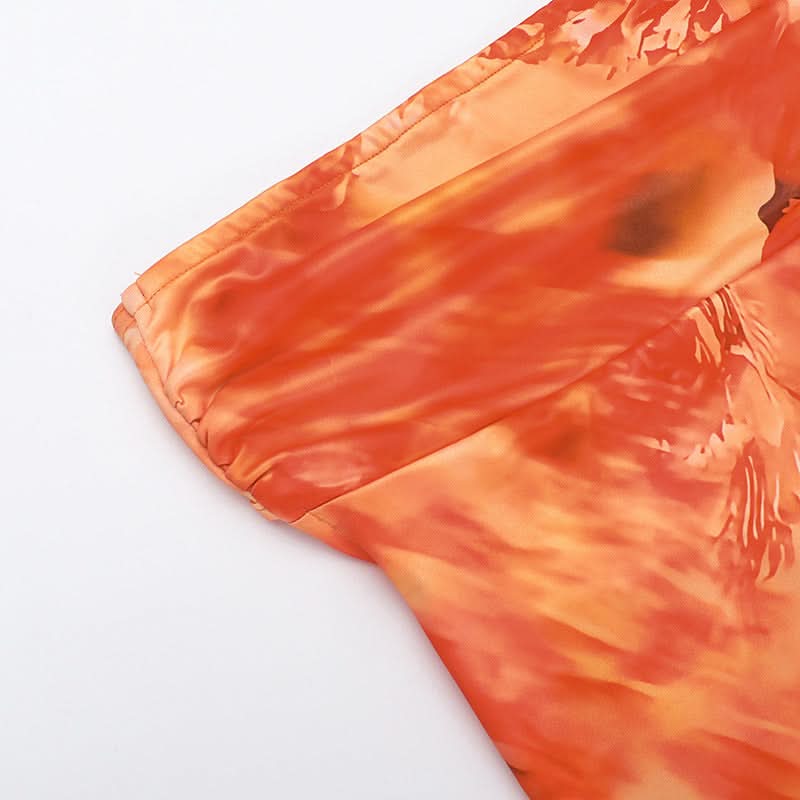 Autumn Ember Strapless Maxi Dress - Backless Boho Chic Print