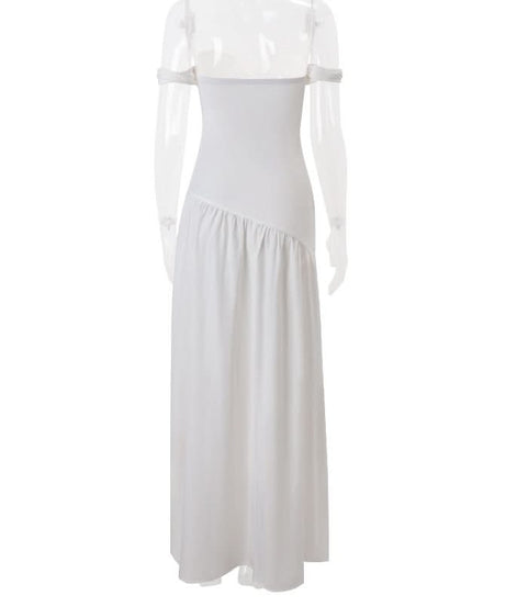 White Off-Shoulder Sweetheart Cut-Out Maxi Dress - Your Fall/Winter Vacation Essential
