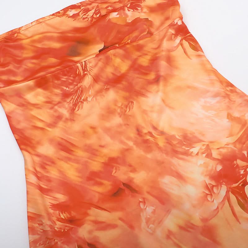 Autumn Ember Strapless Maxi Dress - Backless Boho Chic Print