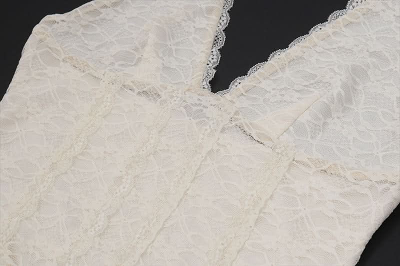 Ivory Lace Halter Mermaid Maxi Dress - Elegant Bridal & Resort Wear for Fall & Winter