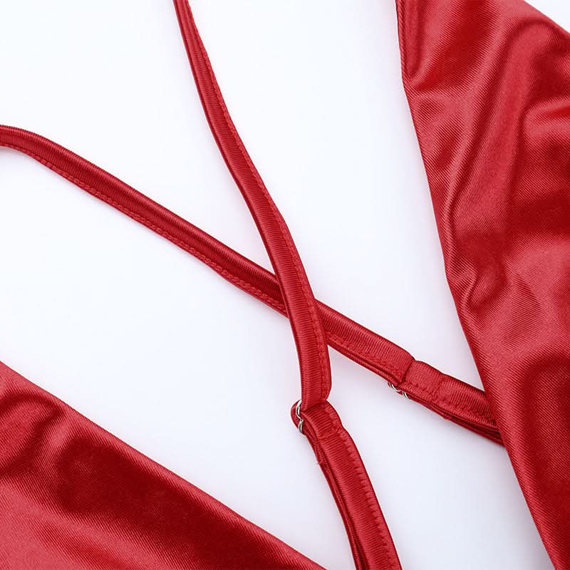 Show-Stopping Red Satin V-Neck Maxi Dress - Elegant Ruched Backless Gown for Holiday Parties & New Year's Eve