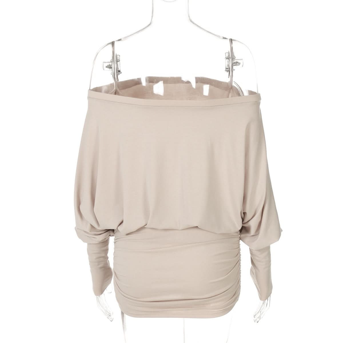 Effortless Chic: Off-Shoulder Dolman Sleeve Ruched Mini Dress – Perfect for Fall & Holiday Styling