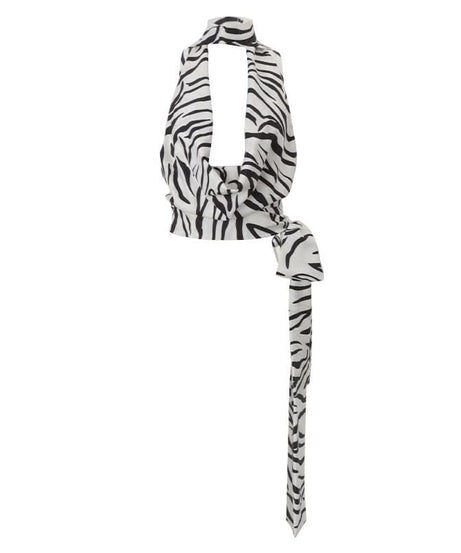 Wildly Chic: Zebra Print Halter Backless Top - Fall Party & Vacation Ready