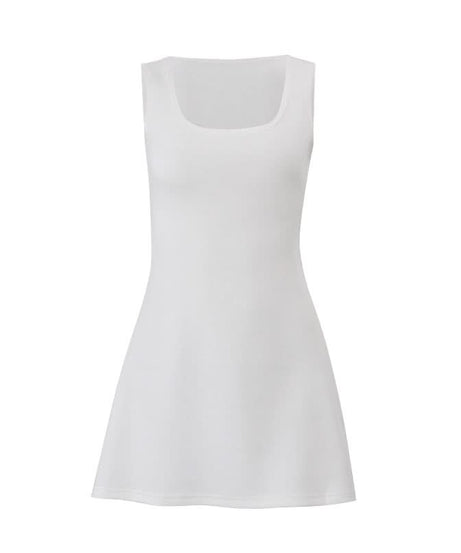Effortless Chic White Square Neck Mini Dress – Your Versatile Fall Styling Staple