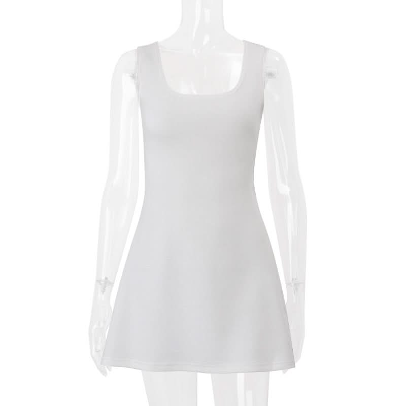 Effortless Chic White Square Neck Mini Dress – Your Versatile Fall Styling Staple