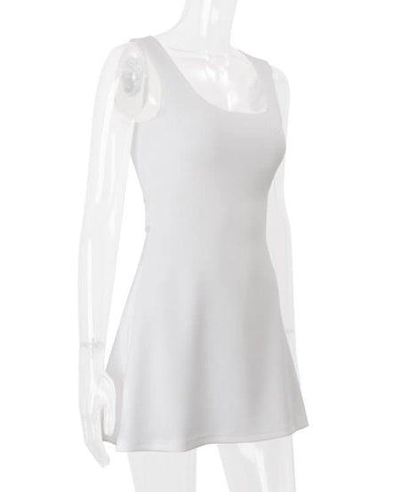 Effortless Chic White Square Neck Mini Dress – Your Versatile Fall Styling Staple