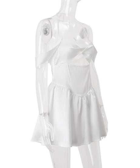 Chic White Halter Off-Shoulder Cutout Mini Dress - Party, Vacation & Date Night Ready