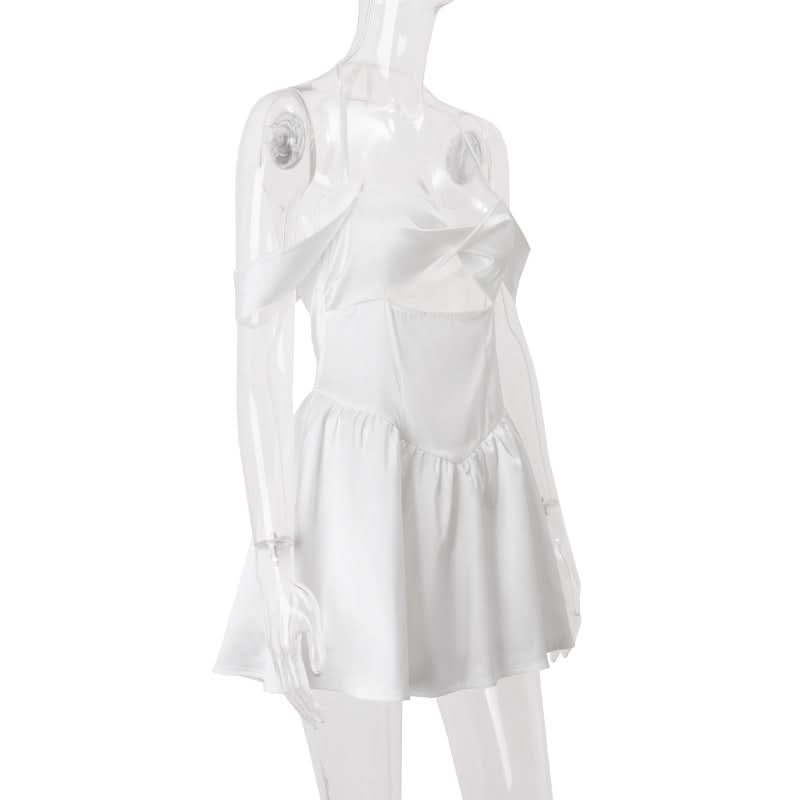 Chic White Halter Off-Shoulder Cutout Mini Dress - Party, Vacation & Date Night Ready