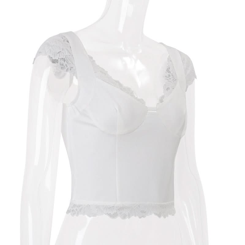 Romantic Lace Bustier Cap Sleeve Top - Chic Fall Layering Essential