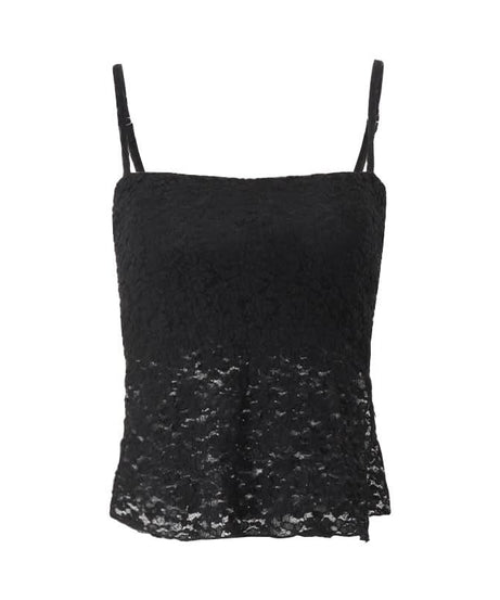 Effortless Black Lace Square Neck Cami Top - Fall Layering & Festive Ready
