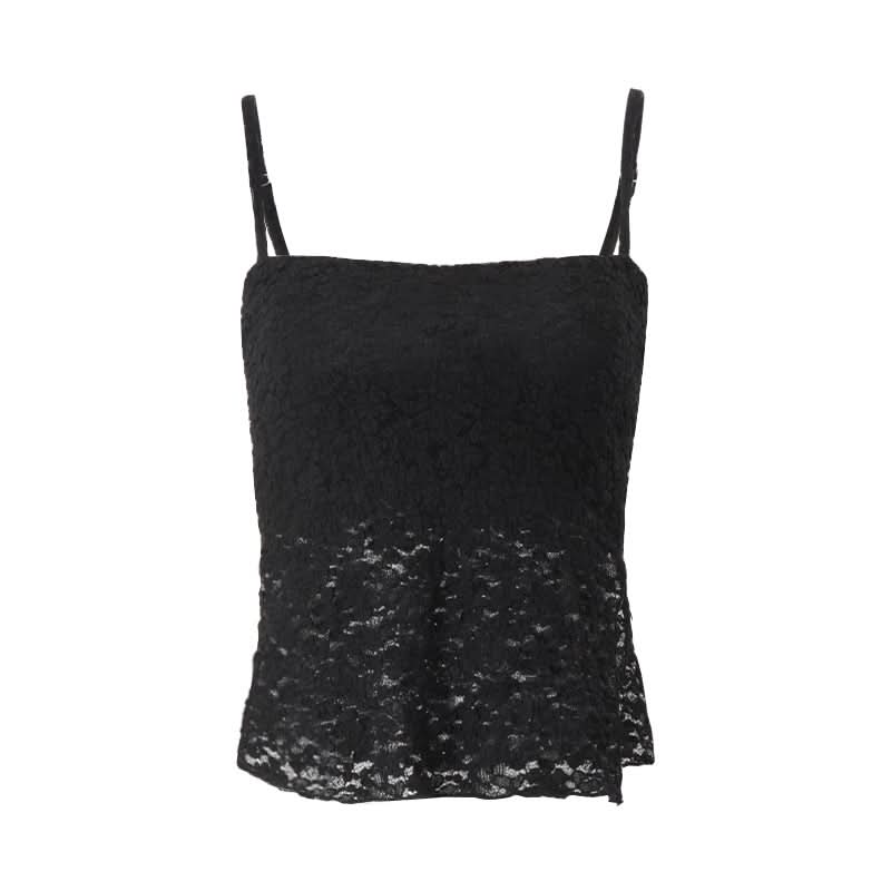 Effortless Black Lace Square Neck Cami Top - Fall Layering & Festive Ready