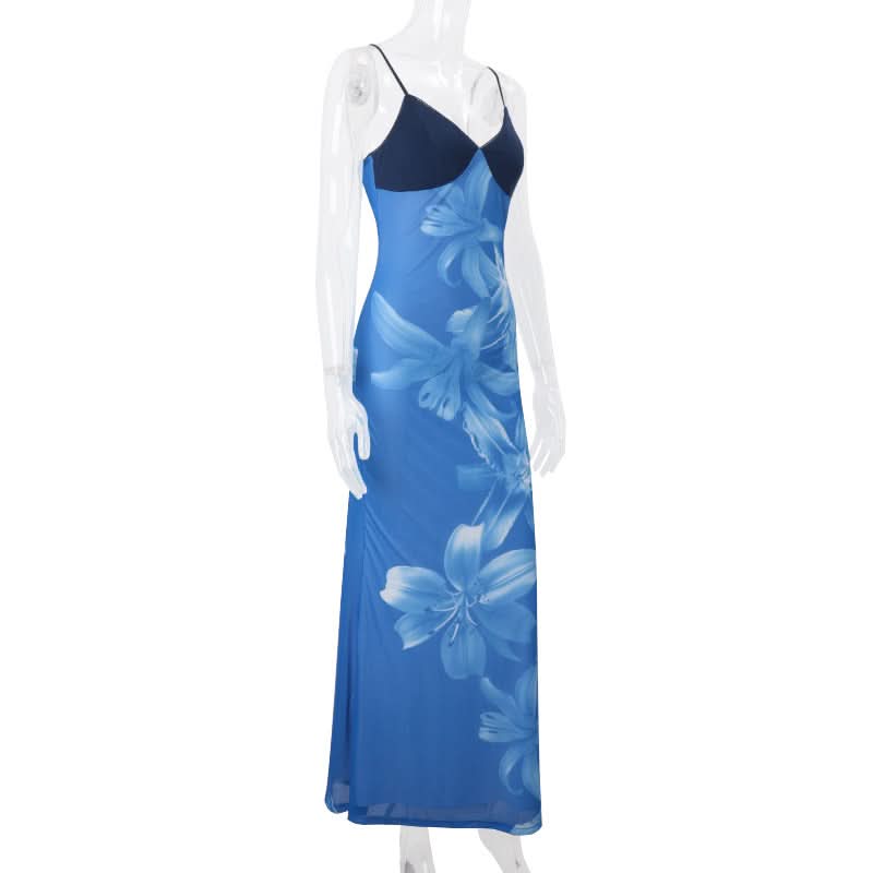 Tropical Bloom Blue Floral Cami Maxi Dress - Your Chic Winter Getaway Essential