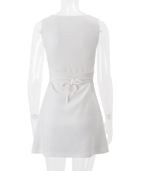 Effortless Chic White Square Neck Mini Dress – Your Versatile Fall Styling Staple