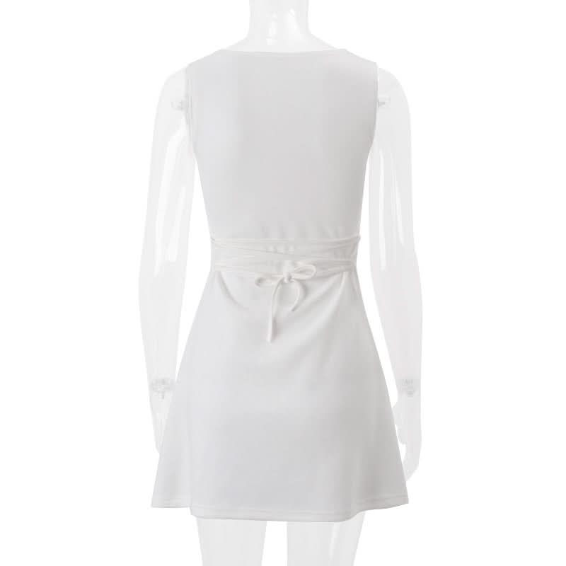 Effortless Chic White Square Neck Mini Dress – Your Versatile Fall Styling Staple