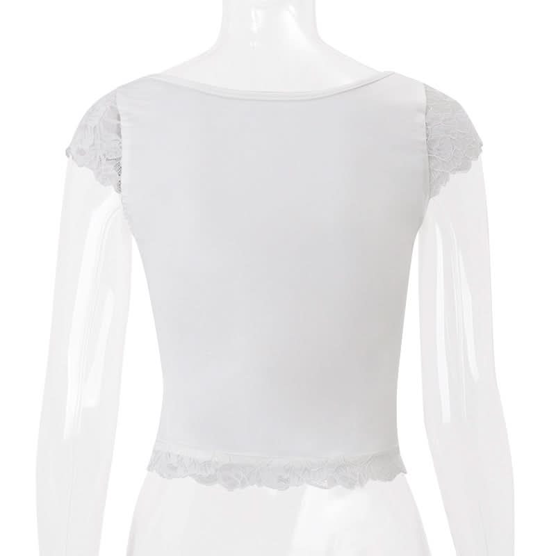 Romantic Lace Bustier Cap Sleeve Top - Chic Fall Layering Essential