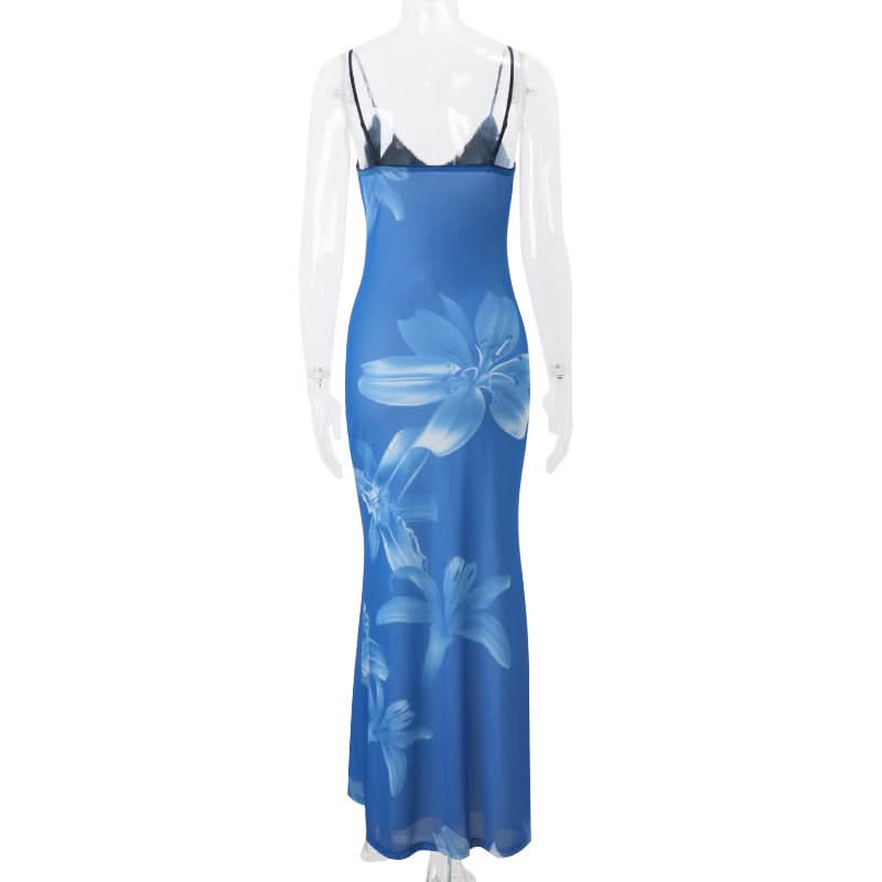 Tropical Bloom Blue Floral Cami Maxi Dress - Your Chic Winter Getaway Essential
