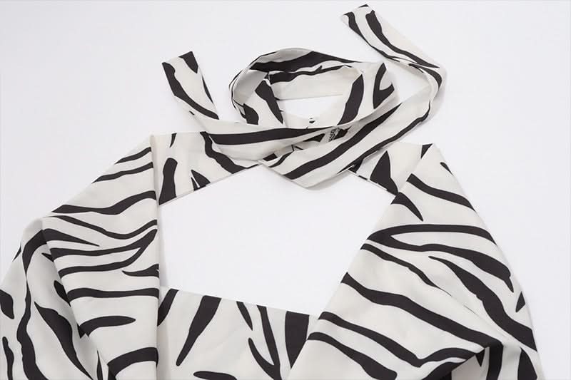 Wildly Chic: Zebra Print Halter Backless Top - Fall Party & Vacation Ready